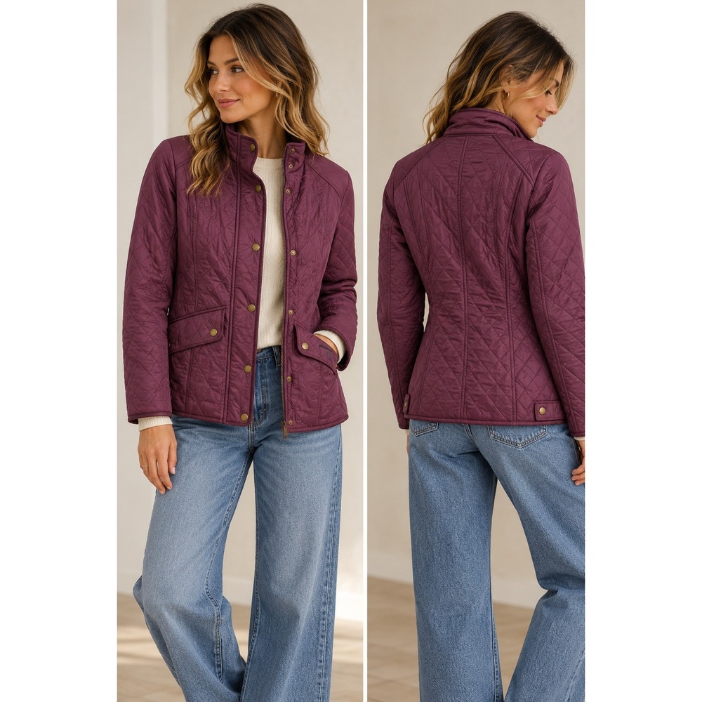 Barbour Cavalry Polarquilt Jacket Plum Purple Quilted Fleece Lined LQU0087RE95 6